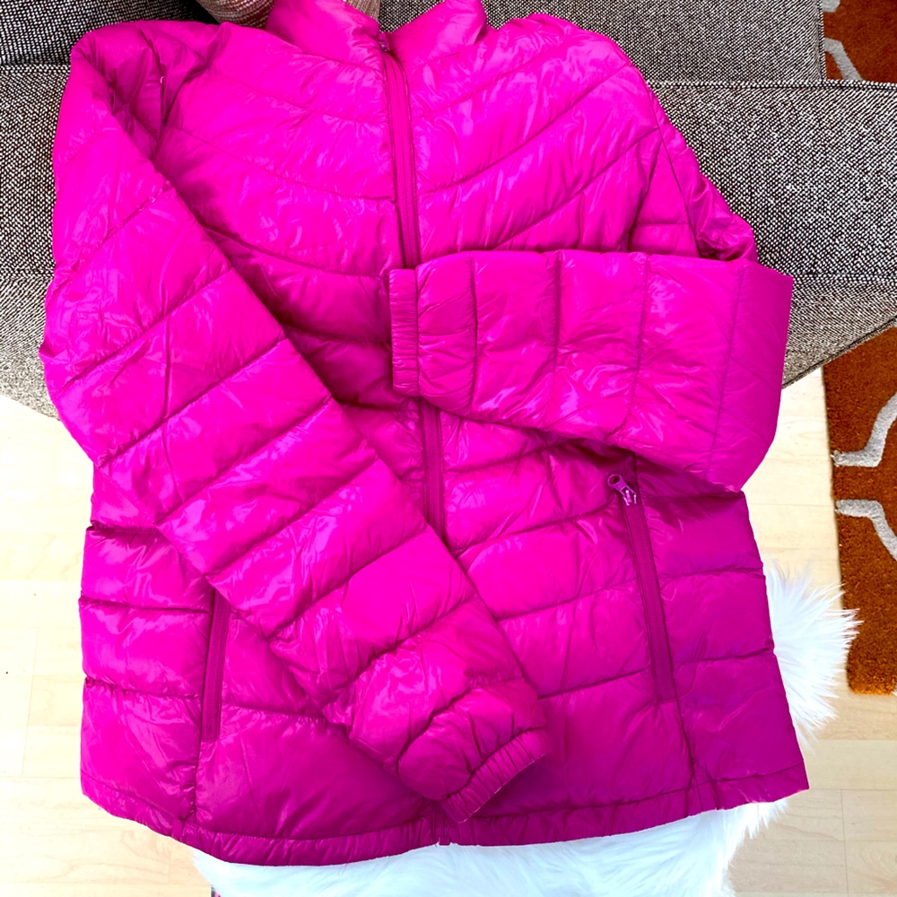 EUC hot pink down puffy jacket